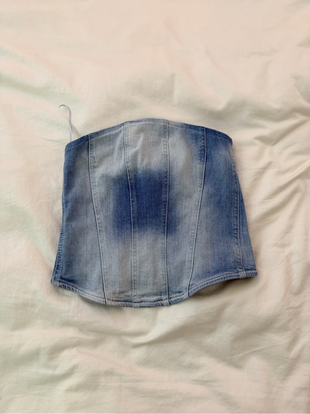 Zara Light Wash Denim Corset Top